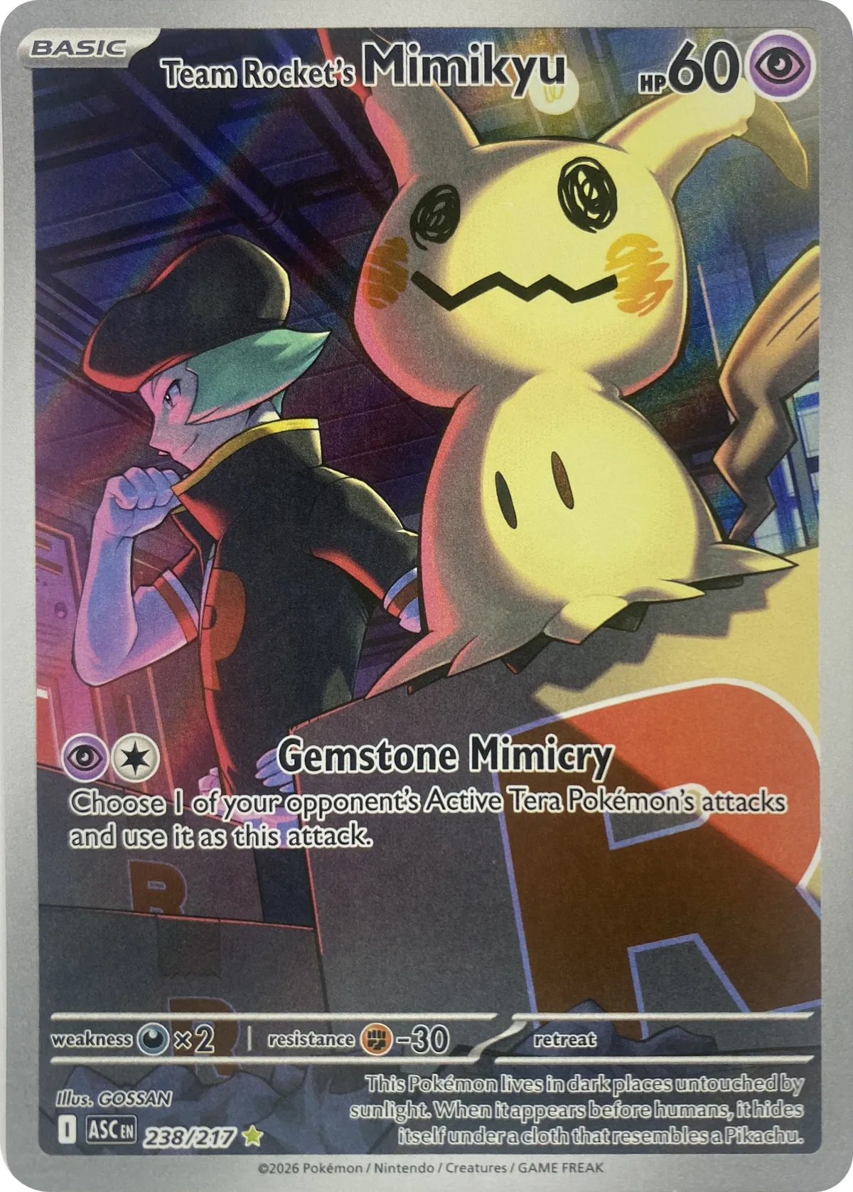 Team Rocket's Mimikyu #238/217, front