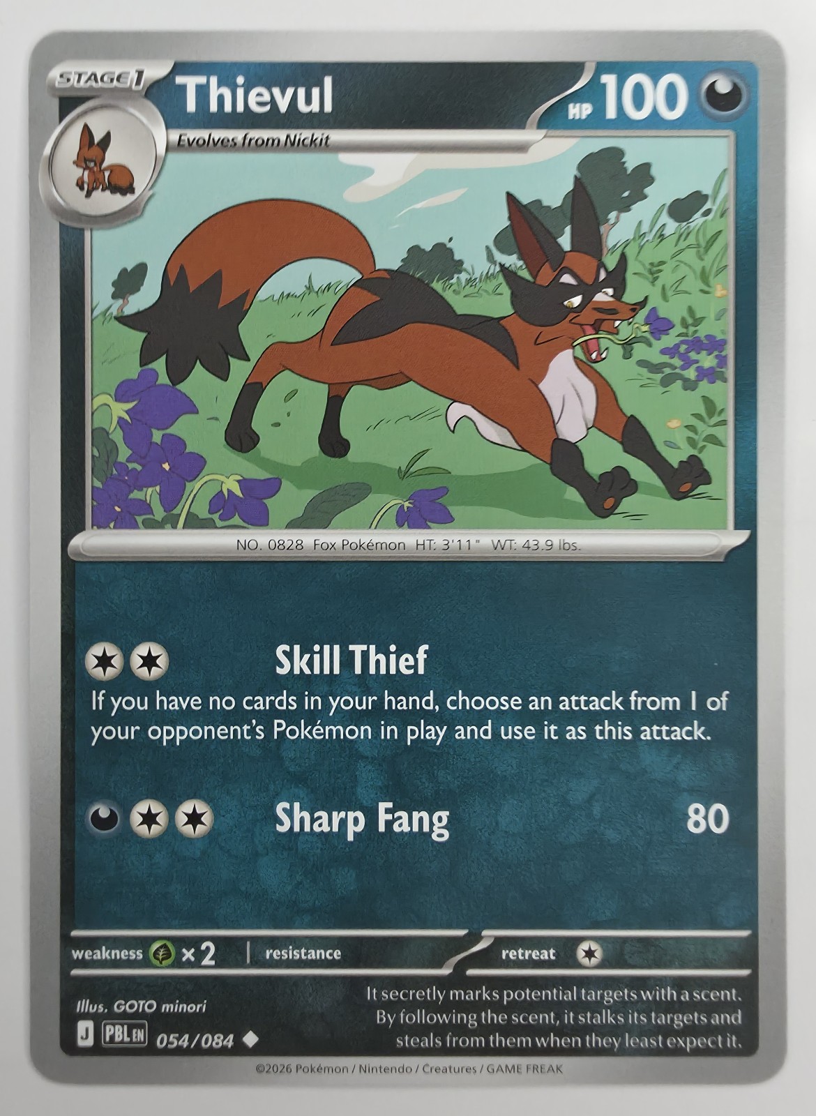 2026 Pokemon Pitch Black Thievul #054/084 Uncommon front