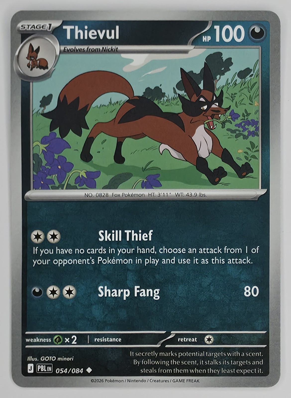 2026 Pokemon Pitch Black Thievul #054/084 Uncommon front