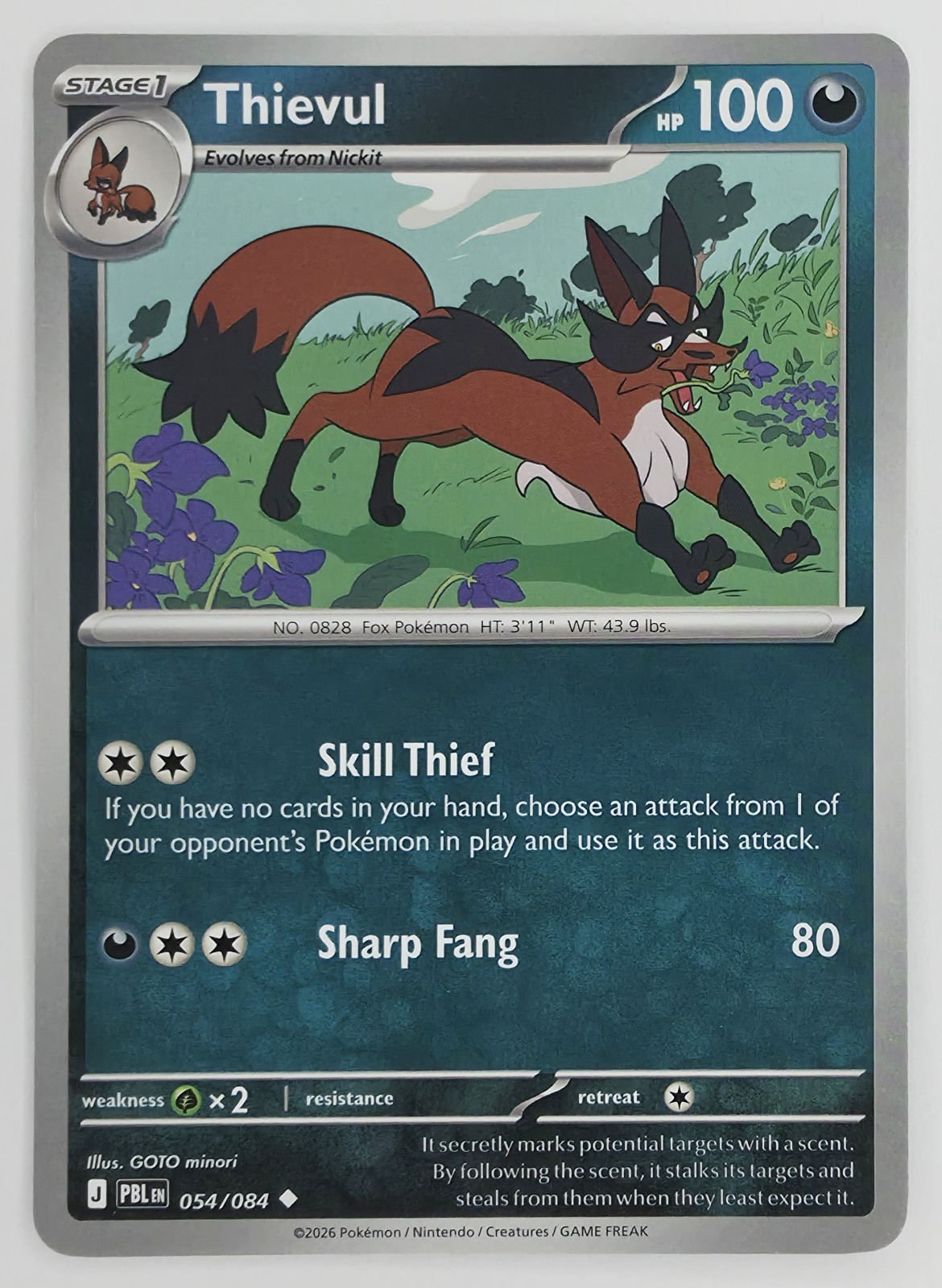 2026 Pokemon Pitch Black Thievul #054/084 Uncommon front