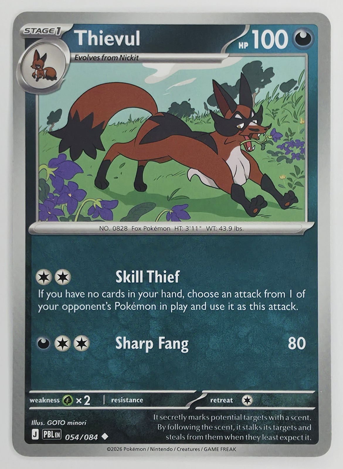 2026 Pokemon Pitch Black Thievul #054/084 Uncommon front