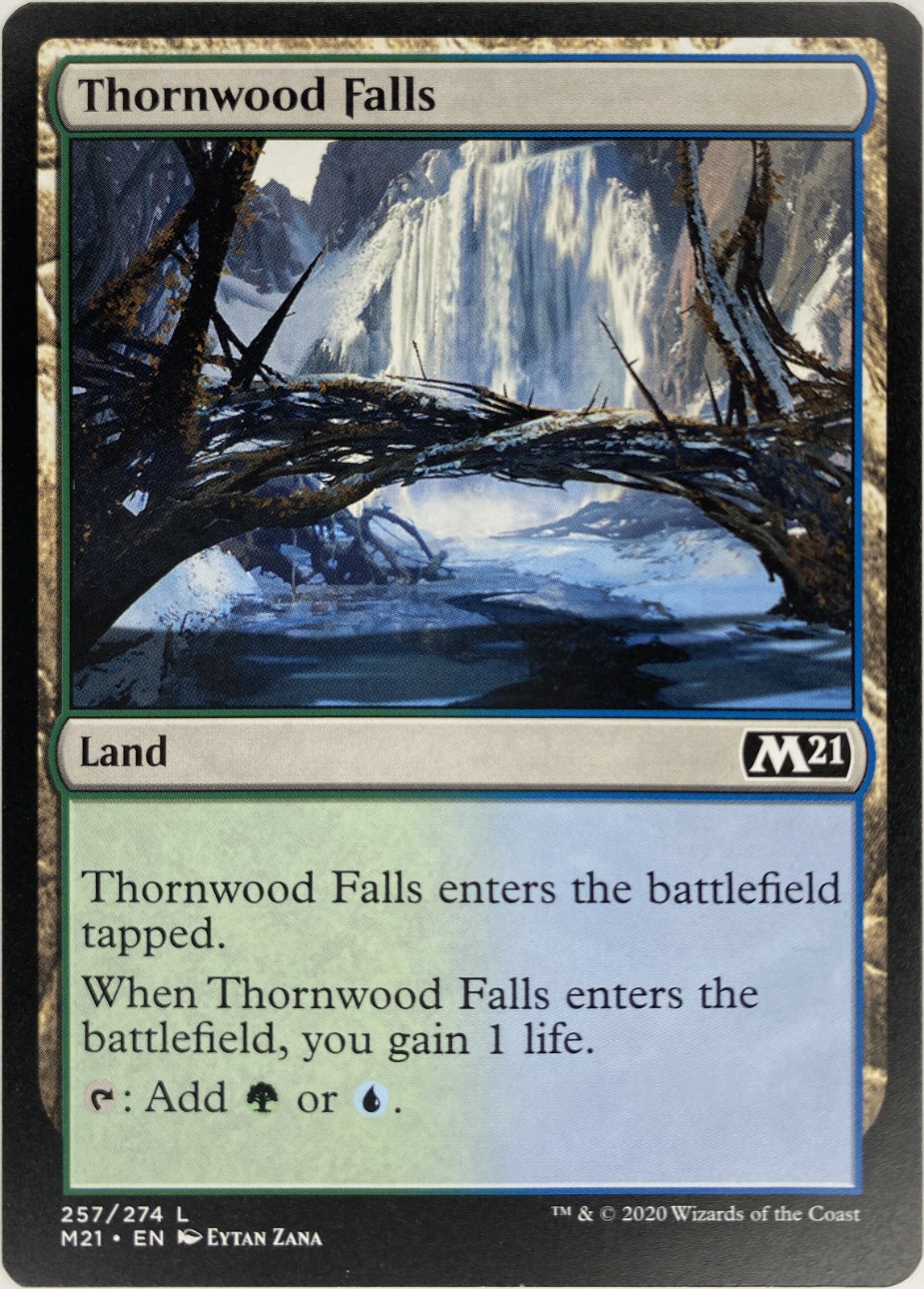 2020 Magic: The Gathering Core Set 2021 Thornwood Falls #257/274 Land front