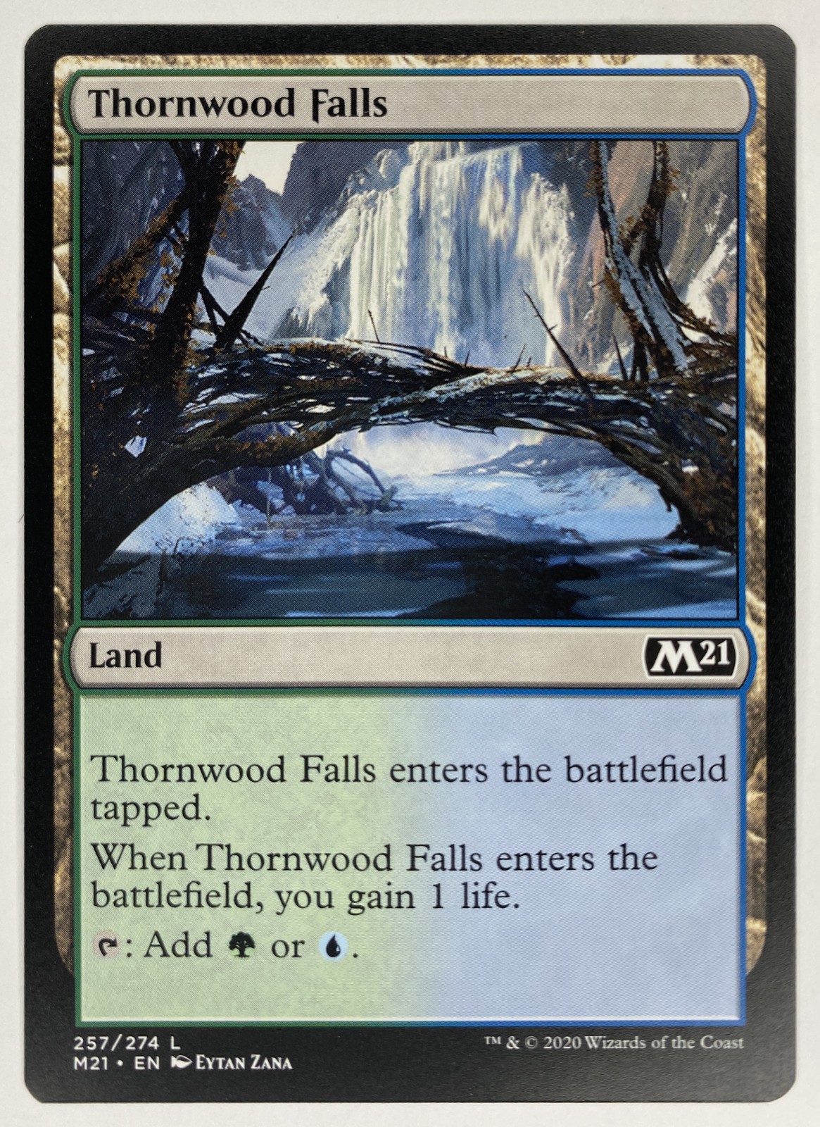 2020 Magic: The Gathering Core Set 2021 Thornwood Falls #257/274 Land front