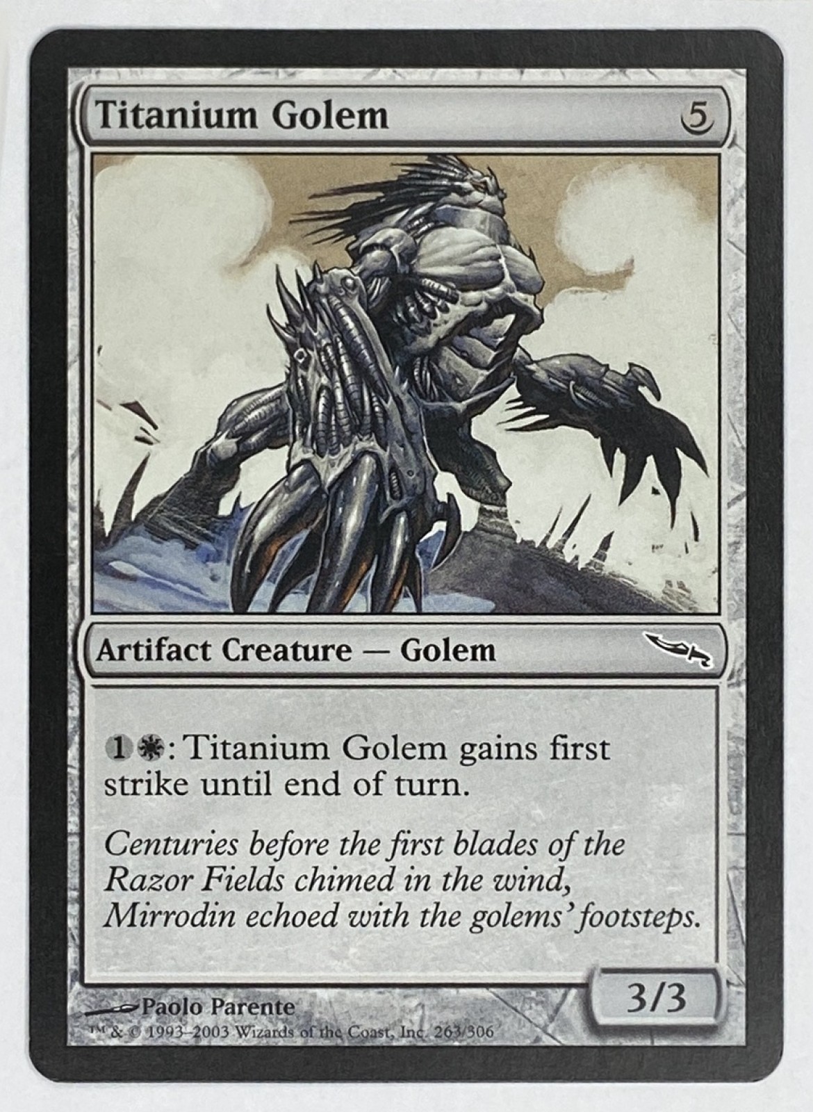 2003 Magic: The Gathering Mirrodin Titanium Golem #263/306 Common front