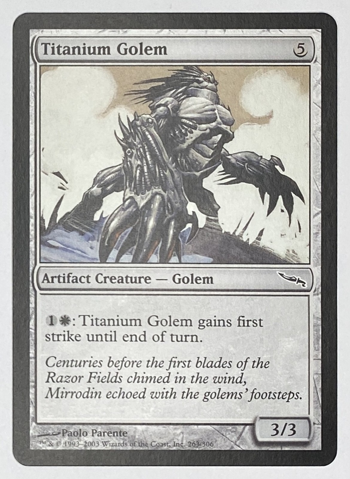 2003 Magic: The Gathering Mirrodin Titanium Golem #263/306 Common front