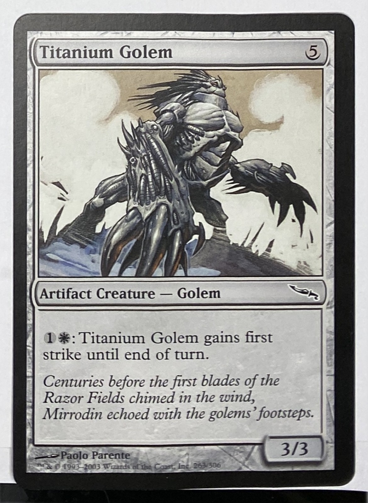 2003 Magic: The Gathering Mirrodin Titanium Golem #263/306 Common front