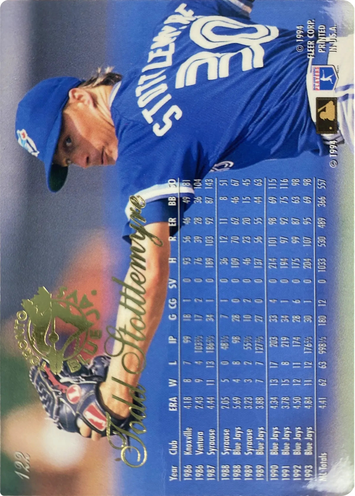 Todd Stottlemyre #122, back