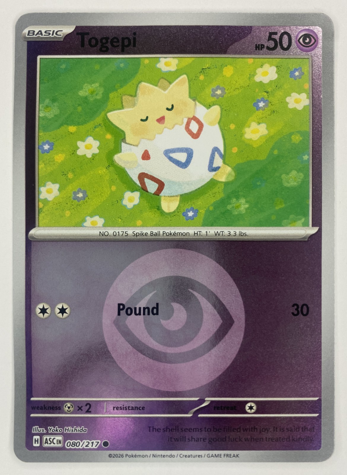 2026 Pokemon Ascended Heroes Togepi #080/217 Energy Symbol Pattern Reverse Holo Common front