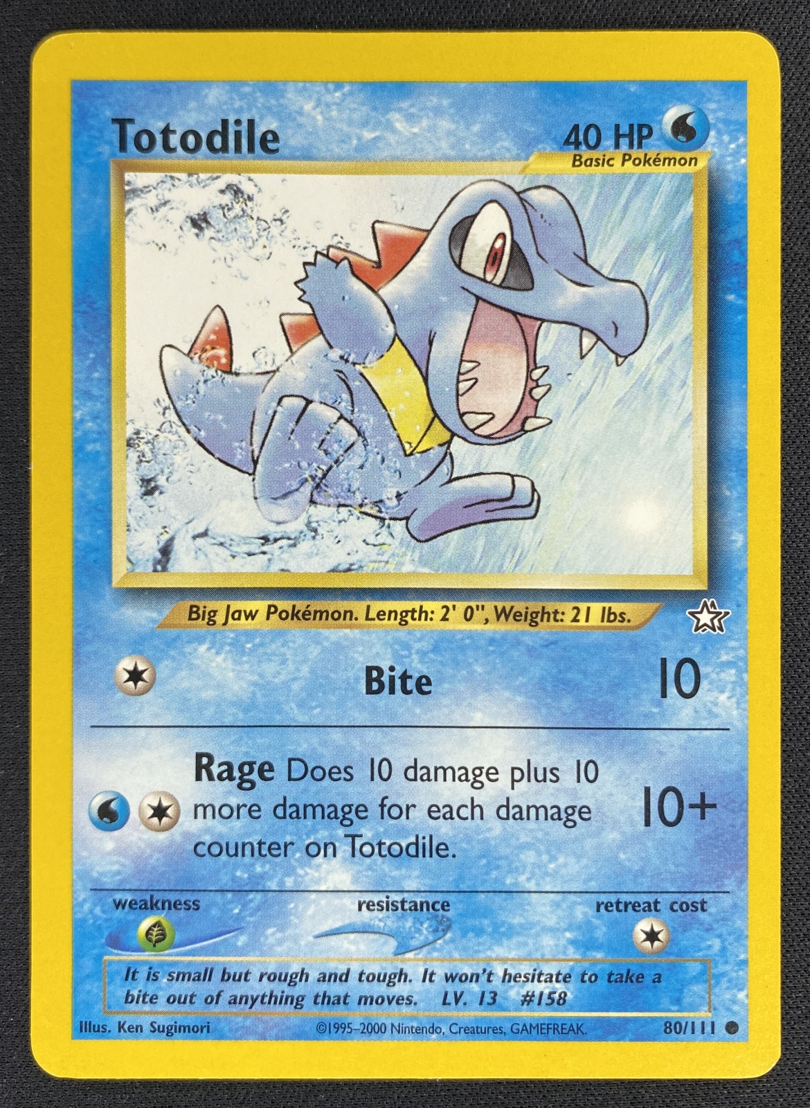 2000 Pokemon Neo Genesis Totodile #080/111 Common front