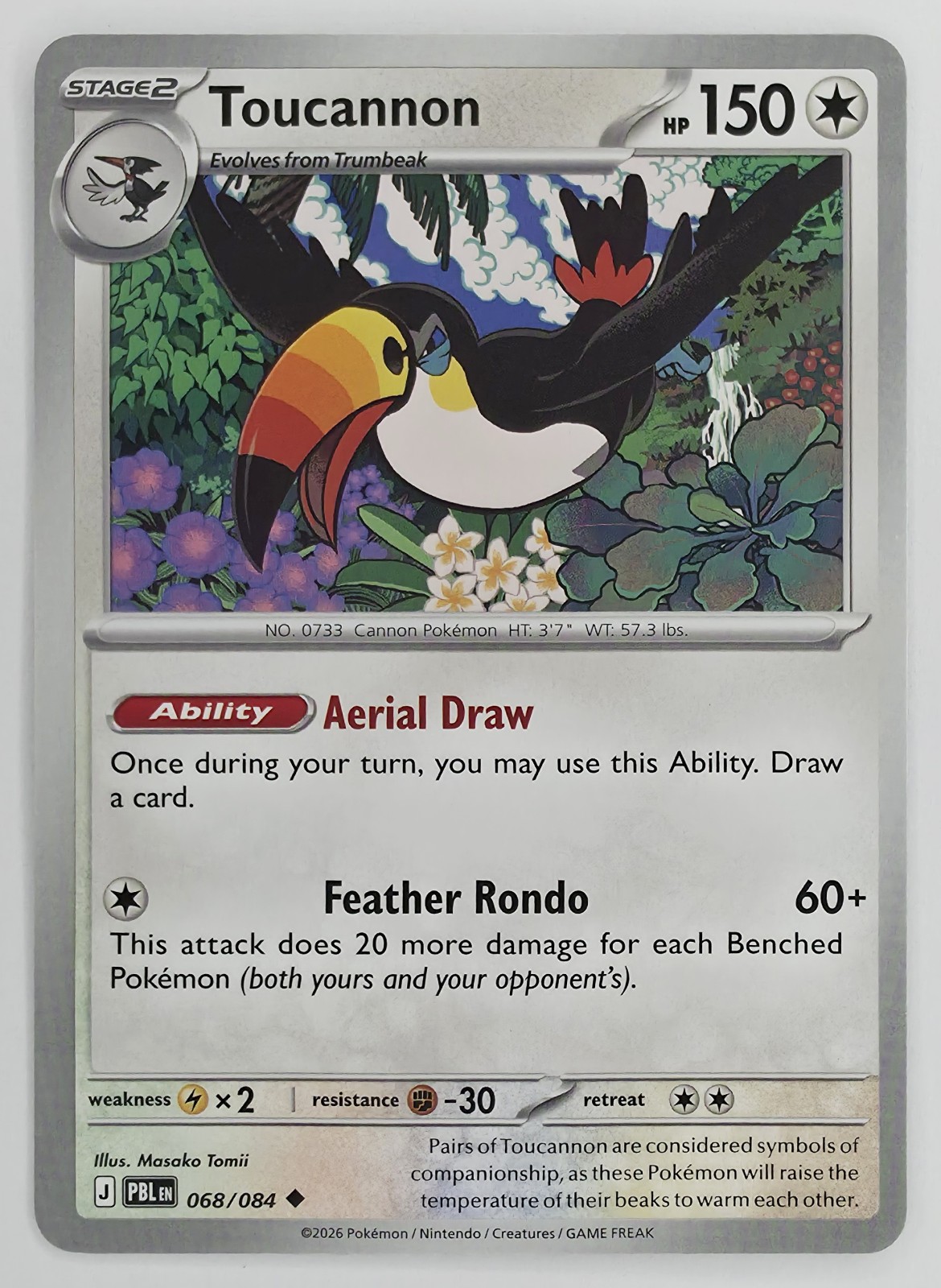 2026 Pokemon Pitch Black Toucannon #068/084 Uncommon front