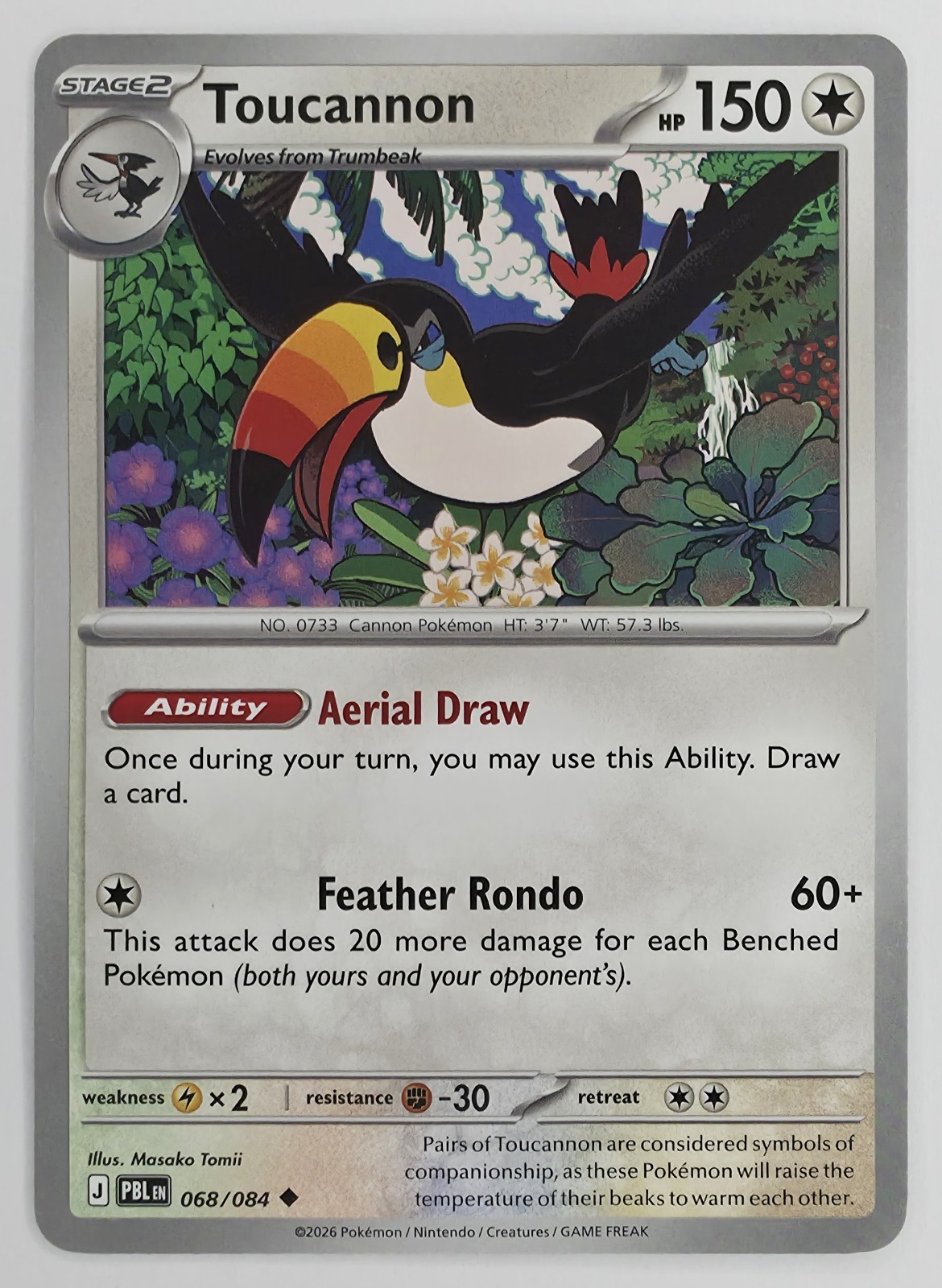 2026 Pokemon Pitch Black Toucannon #068/084 Uncommon front