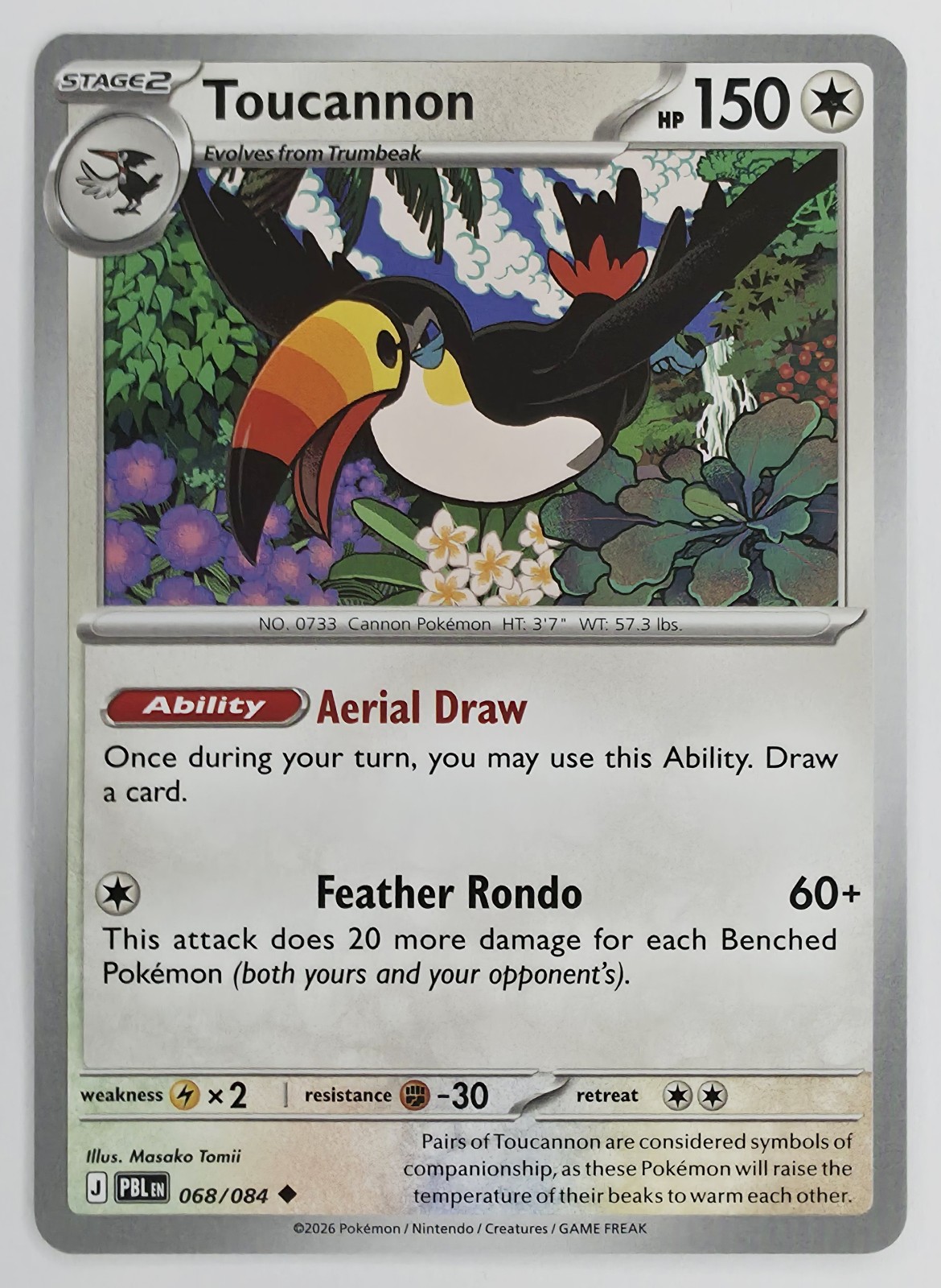 2026 Pokemon Pitch Black Toucannon #068/084 Uncommon front