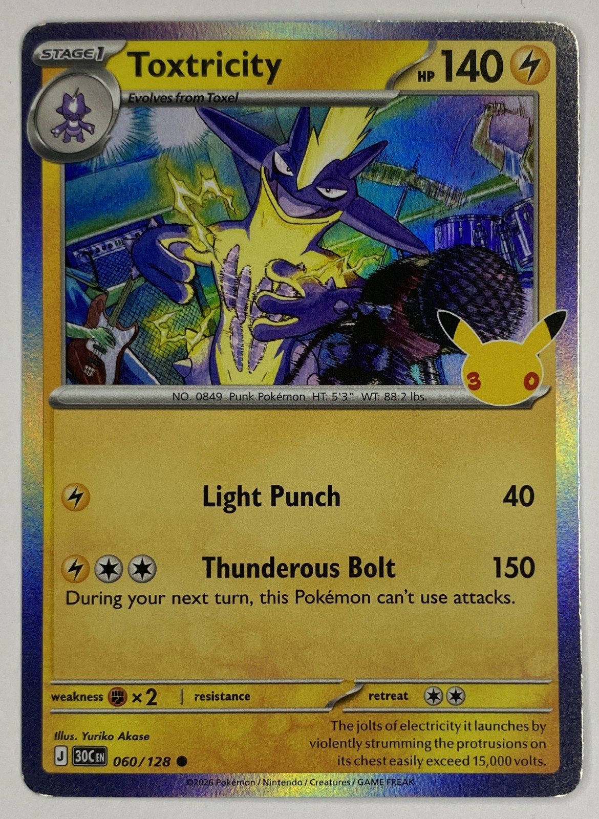 2026 Pokemon 30th Celebration Toxtricity #060/128 Common front