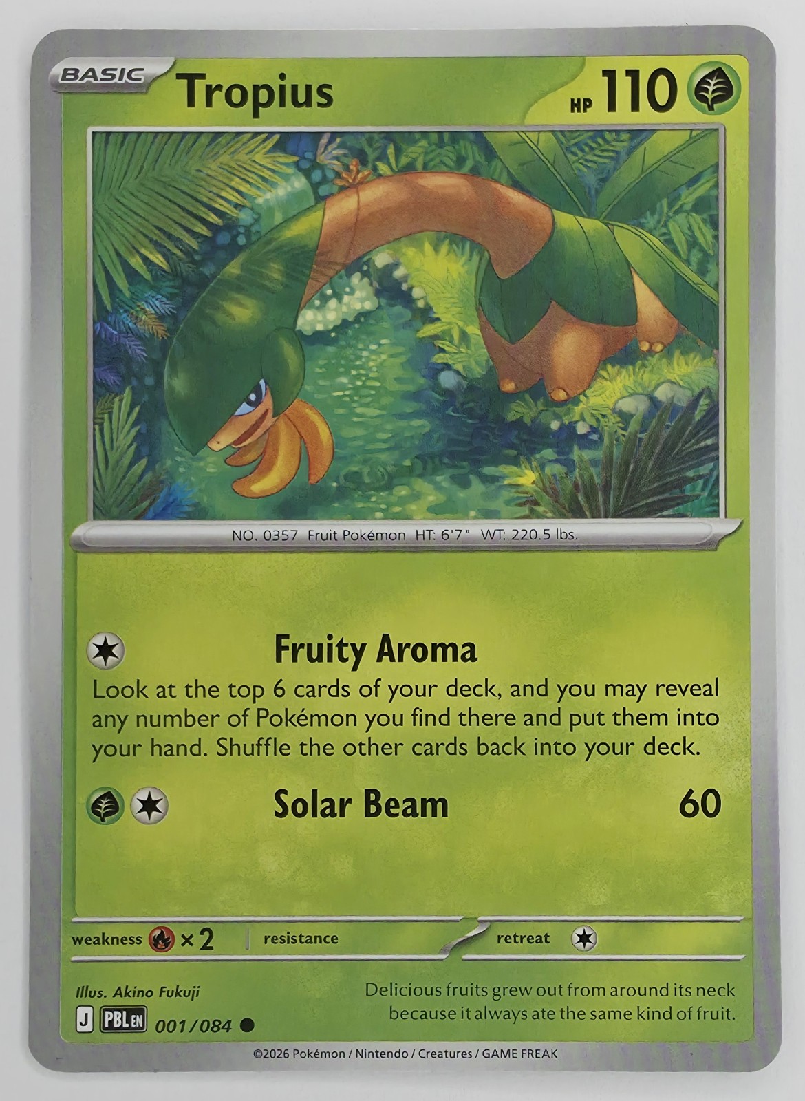 2026 Pokemon Pitch Black Tropius #001/084 front