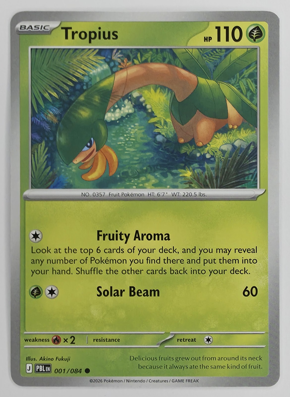 2026 Pokemon Pitch Black Tropius #001/084 front
