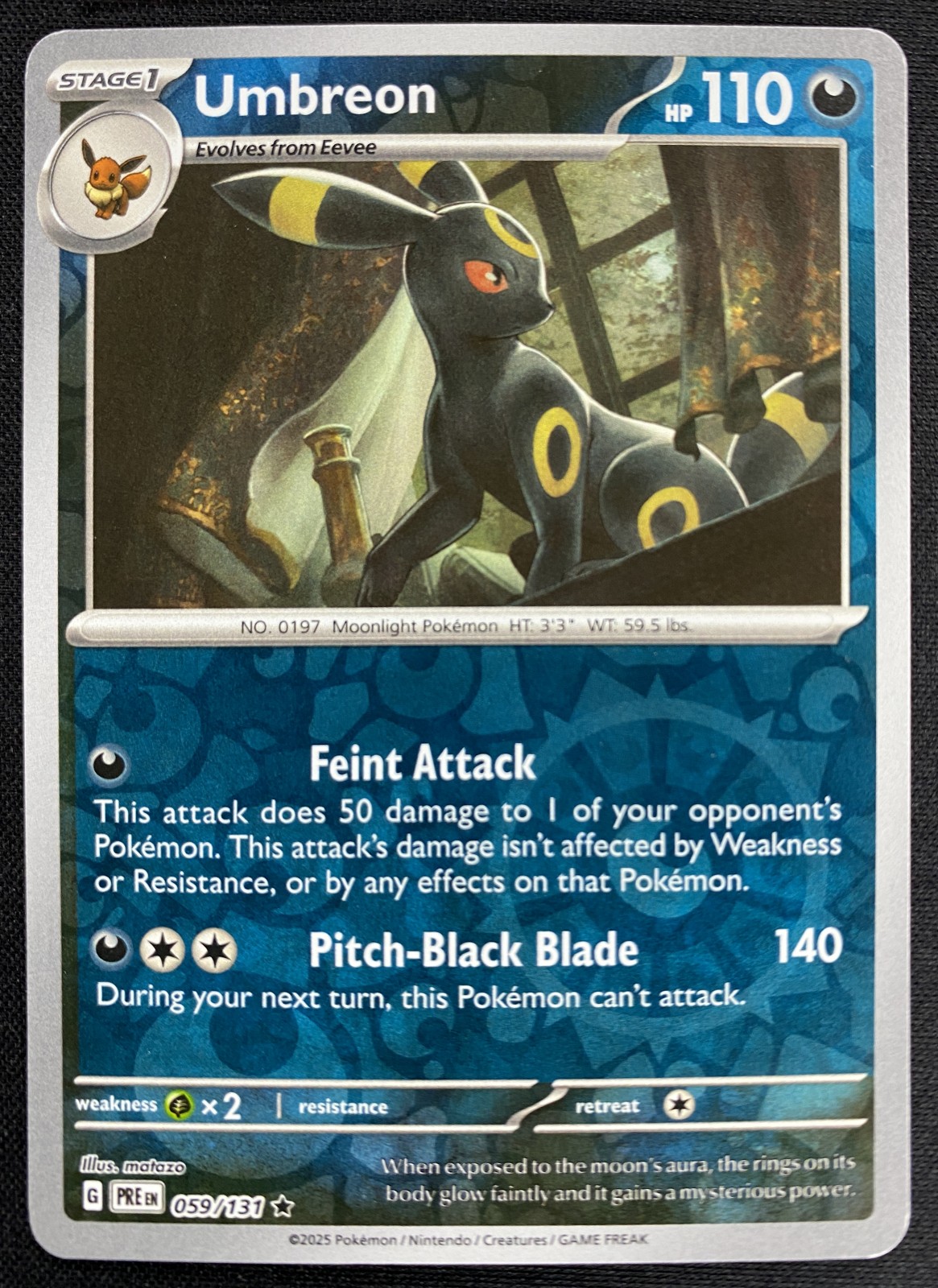 2025 Pokemon Prismatic Evolutions Umbreon #059/131 Holo Rare front