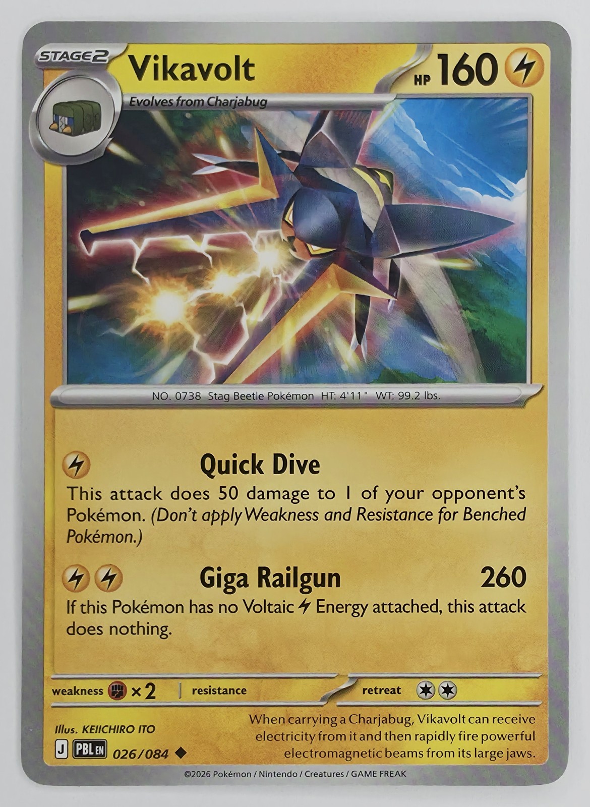 2026 Pokemon Pitch Black Vikavolt #026/084 Uncommon front