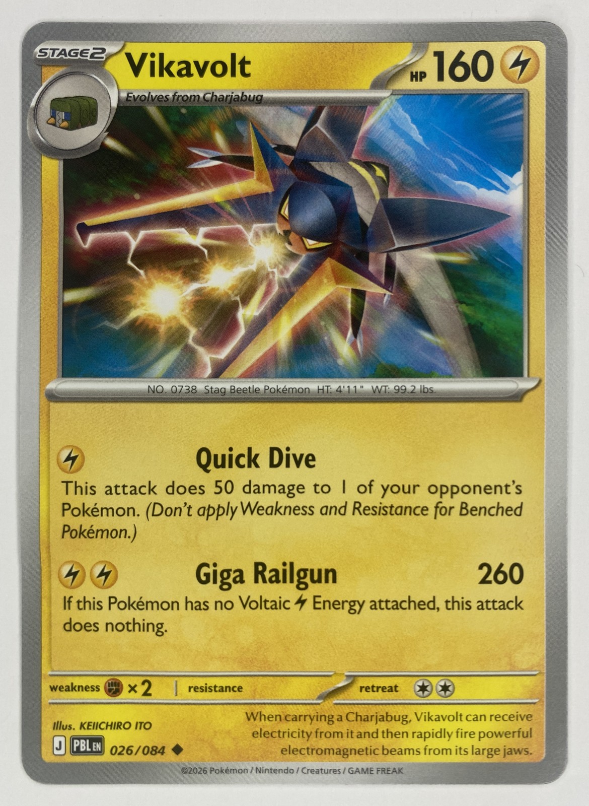 2026 Pokemon Pitch Black Vikavolt #026/084 Uncommon front