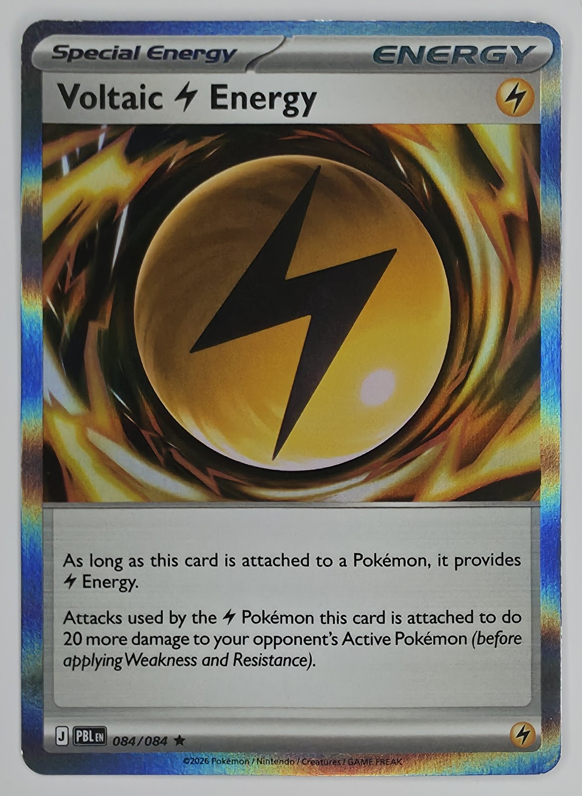 2026 Pokemon Pitch Black Voltaic Lightning Energy #084/084 Holo Rare front