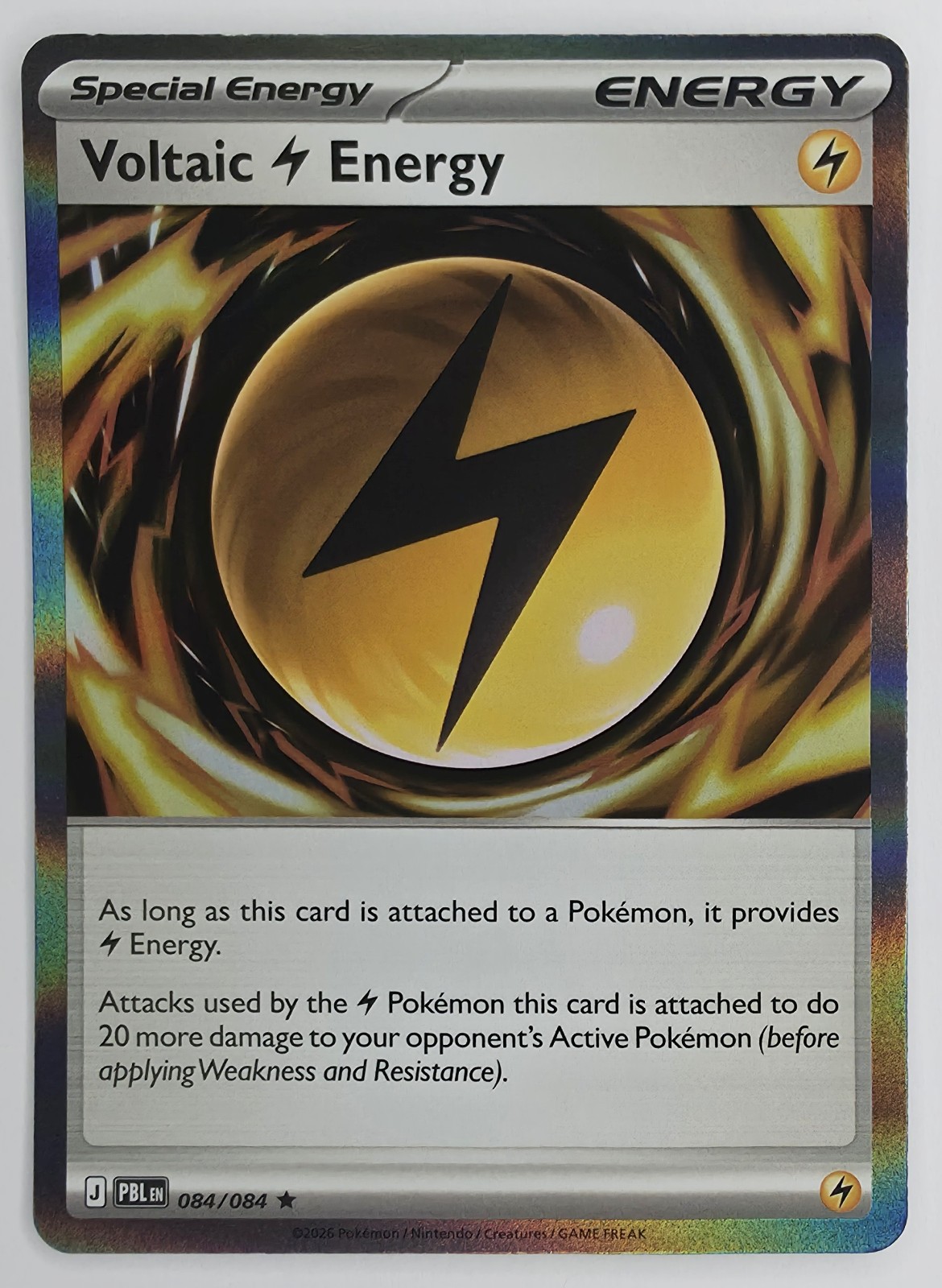 2026 Pokemon Pitch Black Voltaic Lightning Energy #084/084 Holo Rare front