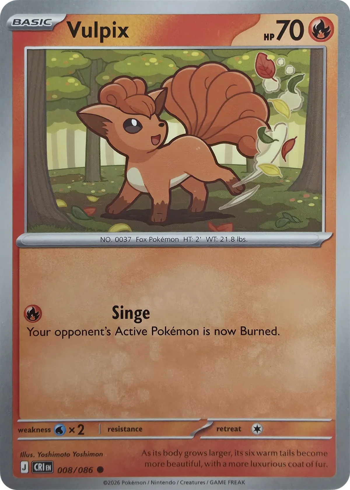 Vulpix #008/086, front