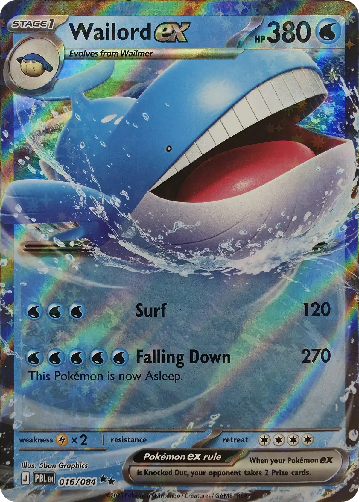 Wailord ex #016/084, front