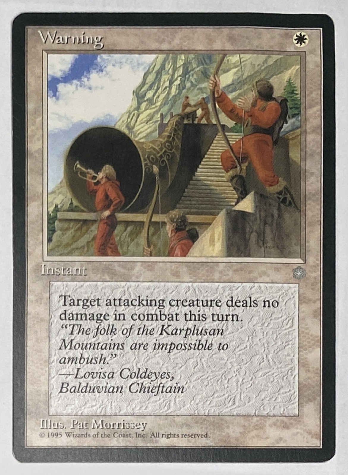 1995 Magic: The Gathering Ice Age Warning Common front