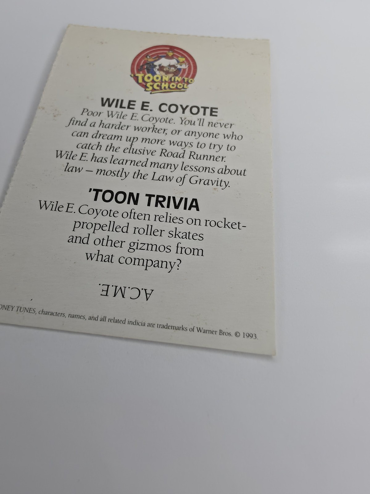 Wile E. Coyote 'Toon In To School card photo 6