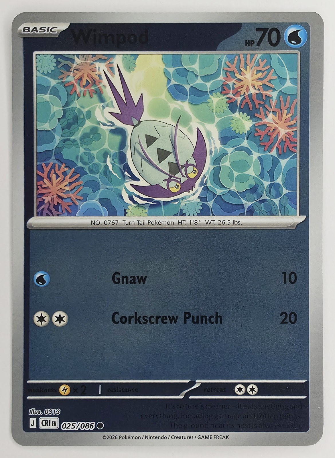 2026 Pokemon Chaos Rising Wimpod #025/086 Reverse Holo Common front