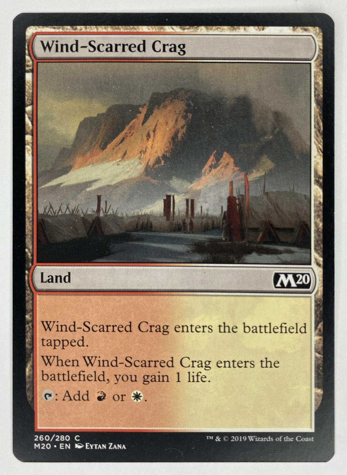 2019 Magic: The Gathering Core Set 2020 Wind-Scarred Crag #260/280 Common front