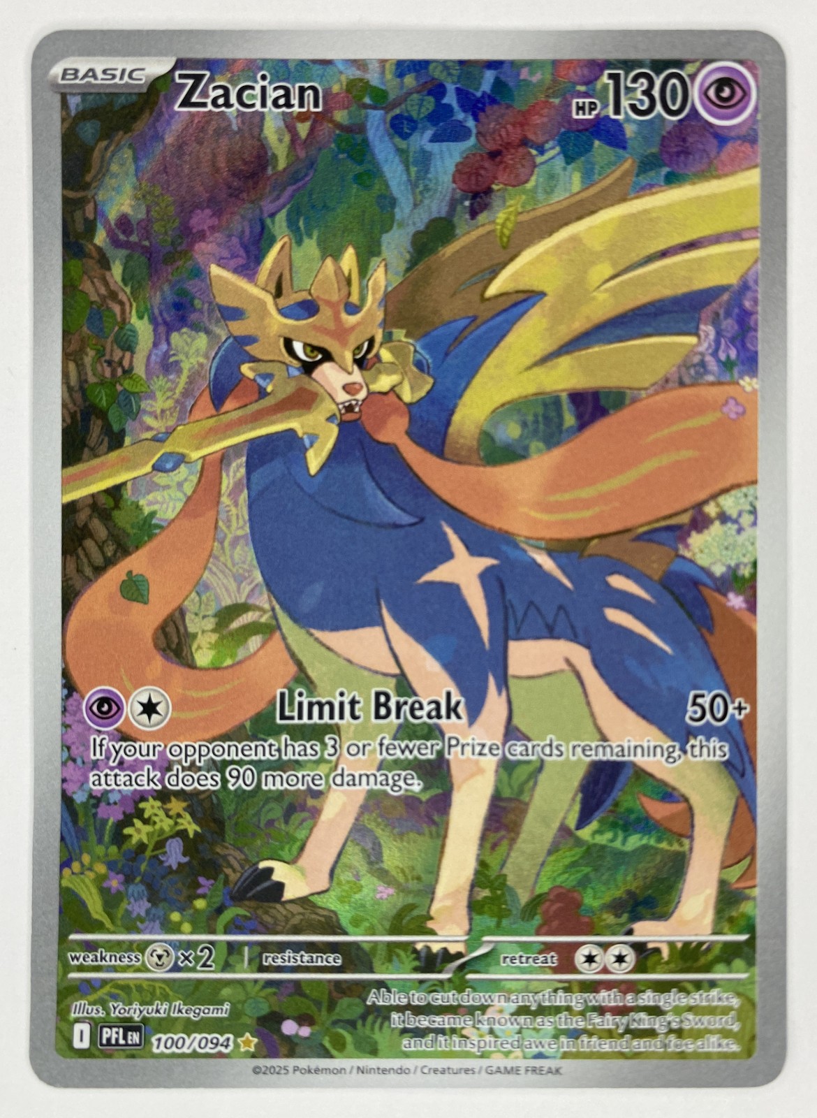 2025 Pokemon Phantasmal Flames Zacian #100/094 Illustration Rare front