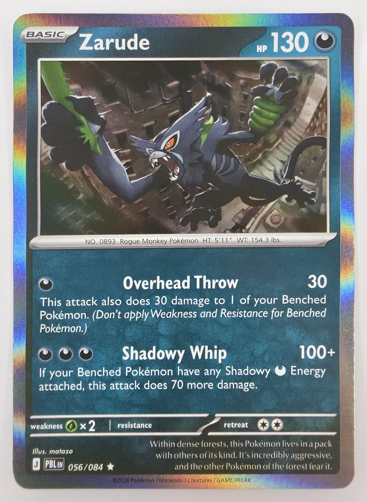 2026 Pokemon Pitch Black Zarude #056/084 Holo Rare front