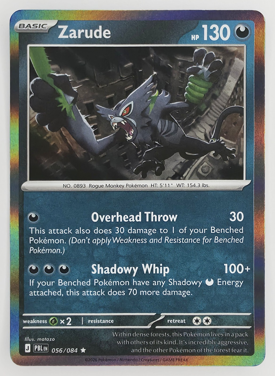 2026 Pokemon Pitch Black Zarude #056/084 Holo Rare front