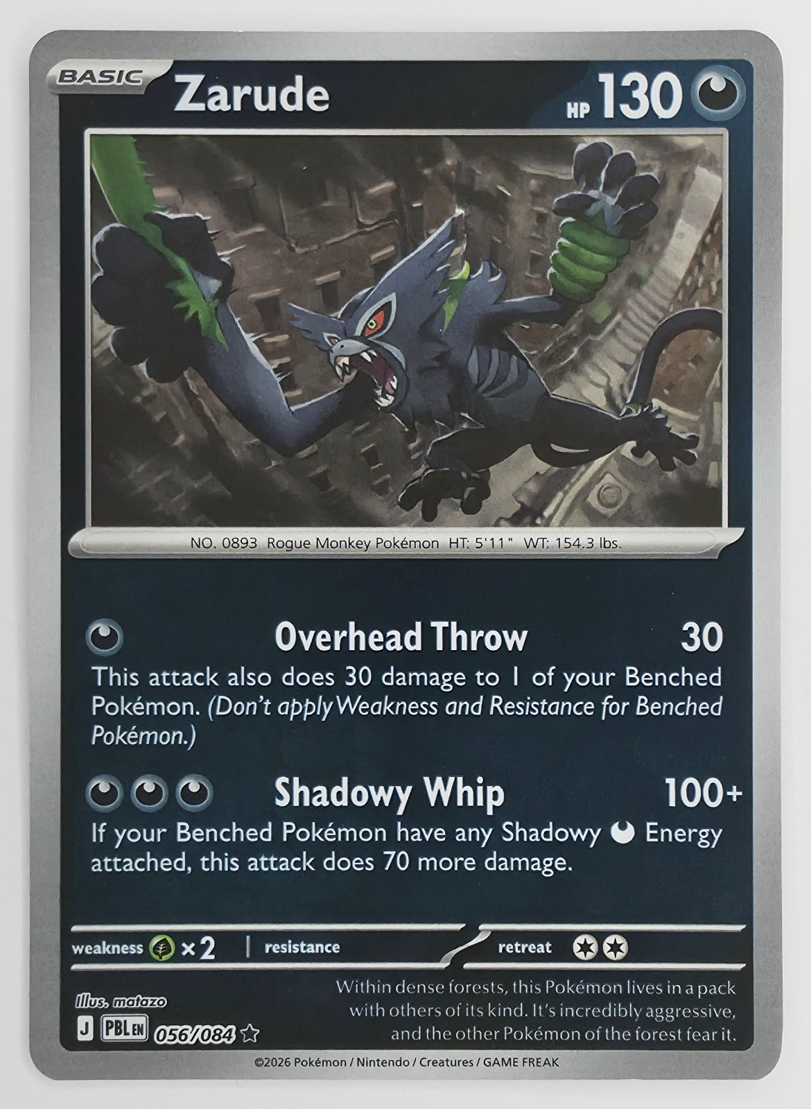 2026 Pokemon Pitch Black Zarude #056/084 Reverse Holo Rare front