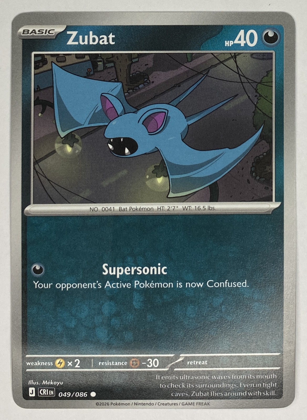 2026 Pokemon Chaos Rising Zubat #049/086 Common front